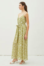 Lime Print Lightweight Tie Belt Wide Leg Cami Jumpsuit
