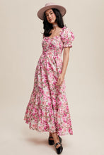 Mulberry Floral Cinched Sweetheart Romantic Maxi Dress