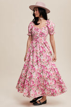 Mulberry Floral Cinched Sweetheart Romantic Maxi Dress