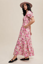 Mulberry Floral Cinched Sweetheart Romantic Maxi Dress