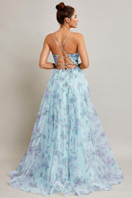 Light Blue Sleeveless Sweetheart A Line Floral Print Dress