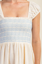 Ivory Smocked Sleeveless Cotton Gauze Mini Dress