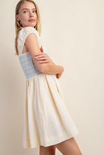 Ivory Smocked Sleeveless Cotton Gauze Mini Dress