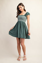 Emerald Green Smocked Sleeveless Cotton Gauze Mini Dress