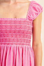 Pink Smocked Sleeveless Cotton Gauze Mini Dress