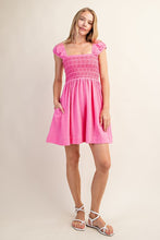 Pink Smocked Sleeveless Cotton Gauze Mini Dress