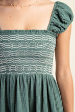 Emerald Green Smocked Sleeveless Cotton Gauze Mini Dress