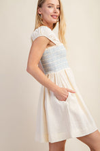 Ivory Smocked Sleeveless Cotton Gauze Mini Dress