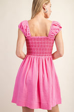 Pink Smocked Sleeveless Cotton Gauze Mini Dress