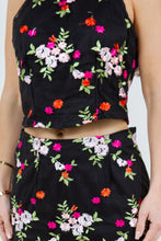 Black Embroidery Set Skirt And Sleeveless Blouse