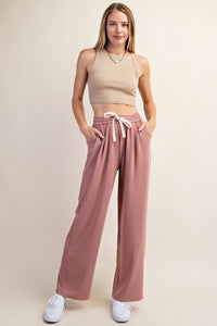 Pink Drawstring Elastic Waistband Pants