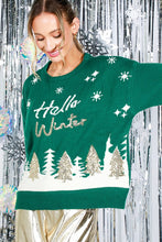 Green Hello Winter Tree Sequin Detail Sweater