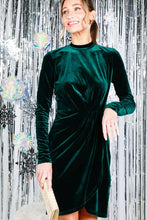 Hunter Green Pin-Tuck Detail Body Con Mini Velvet Dress