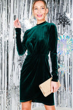 Hunter Green Pin-Tuck Detail Body Con Mini Velvet Dress