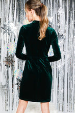 Hunter Green Pin-Tuck Detail Body Con Mini Velvet Dress