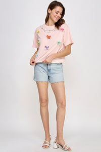 Pink Little Ribbon Detail T Shirt