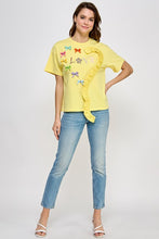 Yellow Ruffle Graphic T Shirt