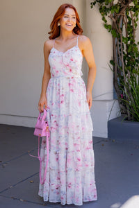 Ivory Print Chiffon Maxi Dress