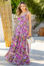 Lavender Print Chiffon Maxi Dress