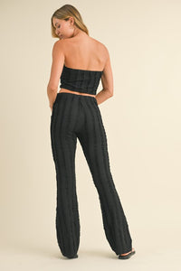 Black Baby Ruffled Tube Crop Top And Flared Pants