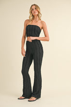 Black Baby Ruffled Tube Crop Top And Flared Pants