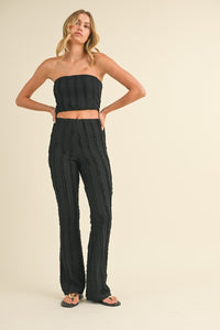 Black Baby Ruffled Tube Crop Top And Flared Pants