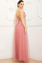 Mauve Glittered And Rhinestone Tubetop Maxi Dress