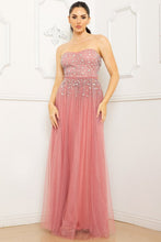 Mauve Glittered And Rhinestone Tubetop Maxi Dress