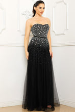 Black Glittered And Rhinestone Tubetop Maxi Dress