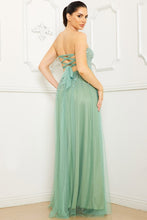 Sage Glittered And Rhinestone Tubetop Maxi Dress
