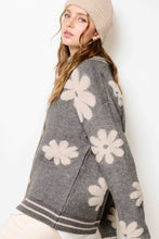 Pebble Oversized Floral Pattern Button Down Cardigan