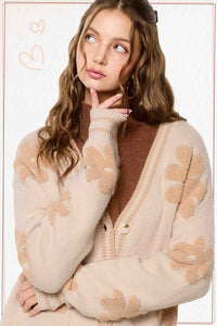 Soy Latte Oversized Floral Pattern Button Down Cardigan