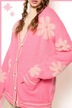 Flamingo Oversized Floral Pattern Button Down Cardigan