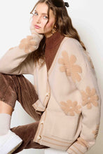 Soy Latte Oversized Floral Pattern Button Down Cardigan