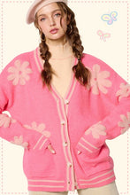 Flamingo Oversized Floral Pattern Button Down Cardigan