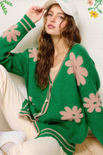 Clover Oversized Floral Pattern Button Down Cardigan