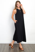 Black Solid Woven Sleeveless Dress