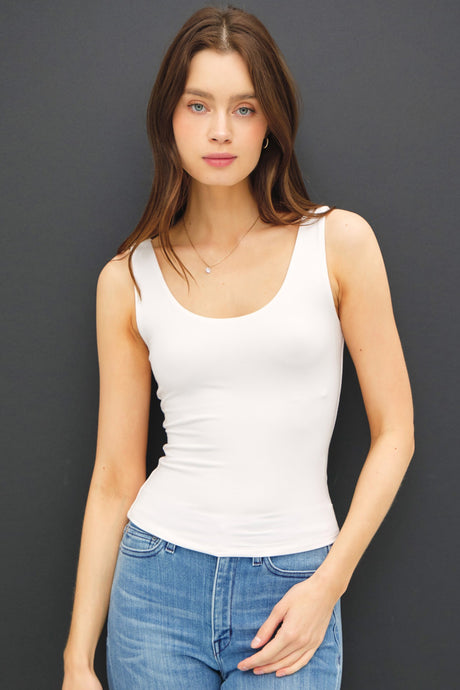 Off White New Color- Basic Scoop Neck Tank