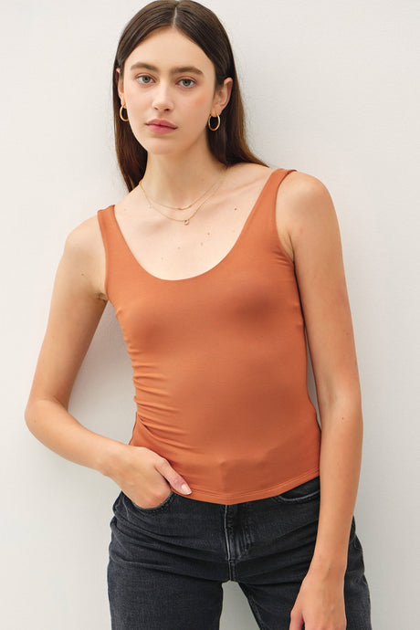 Bisque New Color- Basic Scoop Neck Tank