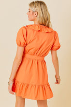 Sunkist Surplice Ruffle Detail Dress With Puff Sleeves
