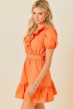 Sunkist Surplice Ruffle Detail Dress With Puff Sleeves