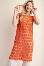 Orange Lace Round Neck Sleeveles Dress