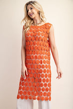 Orange Lace Round Neck Sleeveles Dress