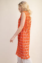 Orange Lace Round Neck Sleeveles Dress