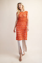 Orange Lace Round Neck Sleeveles Dress