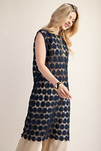 Navy Lace Round Neck Sleeveles Dress
