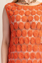 Orange Lace Round Neck Sleeveles Dress