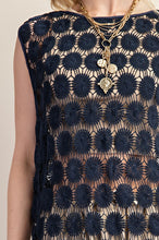 Navy Lace Round Neck Sleeveles Dress
