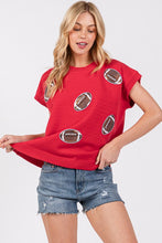 Red Gameday Football Patch Sweater Top
