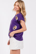 Purple Gameday Football Patch Sweater Top